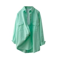 Haljina bluze plus veličina gumba dolje kardigan casual radna odjeća sa džepovima dugme spušta duga