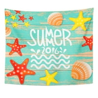 Narančasto tropsko ljeto Vintage Šarene zvijezde Scallop Seashell Vremenska zgrada Viseća tapiserija