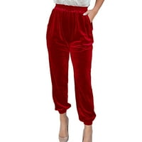 Ženski zimski baršunasti Elegantni elastični pantalone sa visokim strukom Džepove Hlače Redxl
