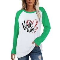 Thirts za žene Fit Love Heart Ispisao orez dugih rukava casual bluza tunika bluza za bluza Valentines