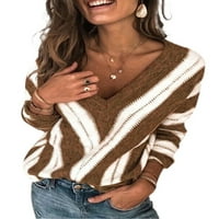 Luethbiez jesenski ženski duks duge na dugim rukavima izgubljeni pleteni pulover vrhovi prugasti džemperi