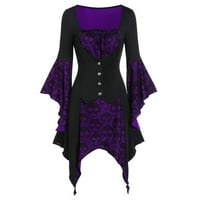 BVGFSAHNE Žene oblače gotičku haljinu za žene plus veličine hladnog ramena leptir-rukav mrežica za rukav