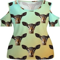 Šareni uzorak jelena Ženska majica kratkih rukava hladna majica za majicu Tee bluza