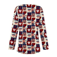 Ženski vrhovi rukav grafički otisci Bluza Neovisnost Dan Dame Modni okrugli dekolte Ljetna tunika Tors