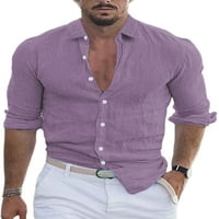 Muški vrhovi majica s dugim rukavima rever za bluzu za vrat Muškarci Slim Fit Tee Holiday Majica Grey XL