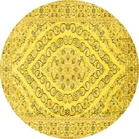 AHGLY COMPANY Stroj za pranje u zatvorenom okruglom medaljoni žuti tradicionalni prostirke područja,