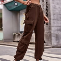 Jyeity ženska moda, srednje struk džepne pantalone u opružnim i ljetnim kratkim hlačama za žene sive