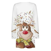 Božićni karton za žene s dugim rukavima otvoreni prednji labav kardigan Santa Claus Print bluza za bluzu