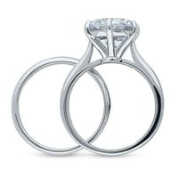 Sterling Srebrni pasijan za prstenje za vjenčanje 3. Carat okrugli kubični cirkonijski CZ prsten set za žene, rodijumske veličine 10