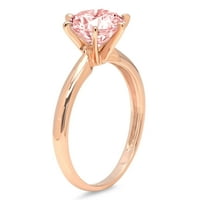 0. CT Sjajan okrugli rez Clenili simulirani dijamant 18k ružičasto zlato pasijans prsten sz 9.75