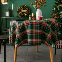 Checkered okrugli stolnjak - vodootporna mrlja i gužva otporna na tkaninu za pranje tkanine za trpezarije