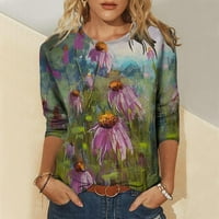 Popusti modne košulje za žensku blubu za bluzu cvjetni grafički tisak Cossy casual dukserirt Crewneck