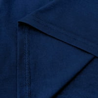 Žene Ljetna naglučena majica čipka dugih rukava TunicBlouse ljetni gumb dolje V izrez casual top plavi,