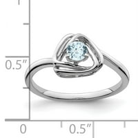 Čvrsti 14K bijeli zlato simulirani prsten za akvamarin trokut