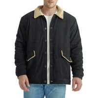 Muška jakna za corduroy jesen zimska modna gumba s dugim rukavima dolje od džepa od runa rever kaput