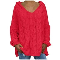 Dukseri za žene Trendy Baggy Fit džemper duksev za odmor posad na vratu Jesen džemper crveni 3xl