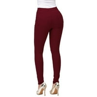 Simu Žene Ležerne prilivne hlače udobne modne ženske čiste boje visokog struka ravne cijevi malih metala Jeanspants za vježbanje, joga, trčanje