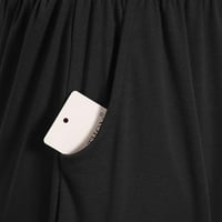Haljine Wozhidaoke za žene Ljeto V-izrez Pure Ležerne prilike za rezanje, haljina dužine koljena, Black