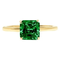 1.0ct Asscher Cut zeleni simulirani smaragd 14k žuto zlato graviranje godišnjice Angažovanje vjenčanog pasijansa Veličina prstena 9.25