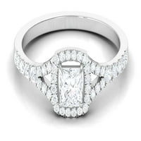Certificirani moissinite Split zaručni prsten za žene - 0. CT - D-VS ocjena, 14k bijelo zlato, US 3,50