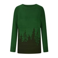Zunfeo džemper za žene - opušteno fit pulover posada izrez s dugim rukavima tiskani vintage pleteni vrhovi Ležerne prilike za jesen Green XXXL