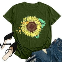 Ženska modna cvijeća tiskara O-izrez kratka majica labava bluza Top košulja AQ