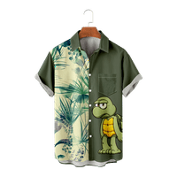 Havajske majice za muškarce i žene - Ocean Animal Button dolje majica kratka rukava za odrasle i djecu