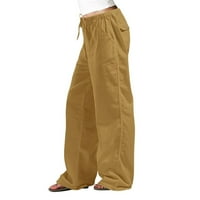 BDFZL Ženske hlače za čišćenje Žene Ležerne prilike čvrste boje The Secket Elastični struk ravne hlače Yellow XXXXXL