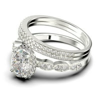 Art Deco 2. Carat ovalni rez Diamond Moissite Classic Angažman prsten, halo vjenčani prsten u 10K čvrsto