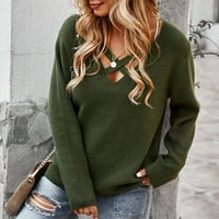 Hueook džemperi za žene plus veličine pune boje dugih rukava Ležerne prilike sa slobodnim pletenim pletenim ženskim gornjim kaputom