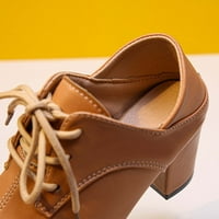FAU kožna šiljasta nožni prst gusta čipka Vintage Khaki Fall cipele za žene Božićne veličine 39