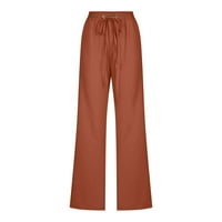 Ženske posteljine hlače Ljetne casual pune boje elastične labave hlače ravno široke pantalone za noge