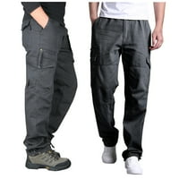ECQKAME muških pantalona za teretna kolica Wear Troširne hlače Pamuk Multi-džep elastični struk opterećenja