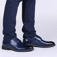 Wefuesd Muške haljine cipele za muškarce Clical Style cipele za muškarce skliznuti na PU kožnim gumenim jedinim blokom na petu plave boje 39