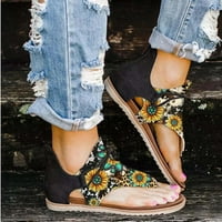Puntoco Women Sandals Cleance, Ljetni isječak-nožni suncokret cipele Zipper Comfy Flats Beach Sandals