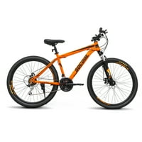 Mountalni bicikl za odrasle, Hardtail Bicikl za muške žene, brzina Shimano, vešalica i dvostruko disk kočnica, okvir od nehrđajućeg čelika, felne -Orange & crni