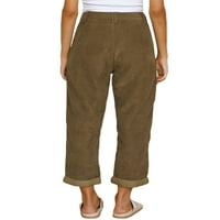 Jedno otvaranje ženske ležerne duge hlače visoki struk čvrsti džepovi u boji labave ravne pantalone
