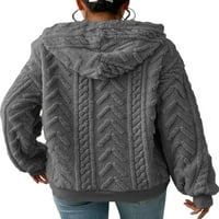 Paille žene dukserice dugih rukava s dugim rukavima Fuzzy fleece pulover labavi fit zimski topli duks sivi 3xl