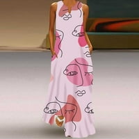 Sendresses za žene Maxi haljina za žene Grafički casual bez rukava V izrez Vintage Party sa džepovima Ljetne haljine za žene Ležerne haljine Havajski haljini plaža klasična Y2K osnovna ružičasta S