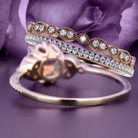 Prekrasno 2. Carat Round Cut morgatit i dijamantski moissan cvjetni zaručnički prsten, antički vjenčani