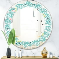 Art DemandArt 'Pastel Tribal Retro uzorak' tiskani moderni okrugli ili ovalni zidni ogledalo - lišće 24in.x24in