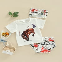 Dojenčad za bebe Djevojka Summer Set odjeće, životinjski tisak kratkih rukava kratki majica + kaktus