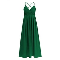 PEDORT PLUS VELIČINSKE Ljetne haljine Midi haljina natečene kratki rukav izrezan bez leđa Flowy bez linije maxi haljina zelena, 2xl