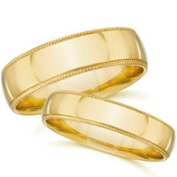 Odgovarajući zlato Njezin je Polirani set prstena za vjenčanje