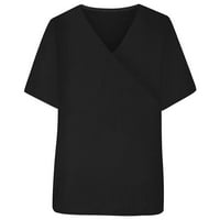 Yubatuo ženske vrhove žene plus veličine V-izrez pulover Udobne kratke rukave majice na vrhu majica za žene