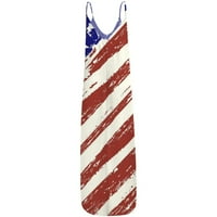 Obucite se 4. jula za žene Američka zastava Štampana dan neovisnosti dugi maxi haljine bez rukava ljetna