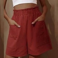 Fnochy kratke hlače za žene kratke hlače Cleariance Sport Modni pamučni posteljina elastična poketa