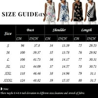 Feterrnal ženska modna V-izrez V-izrez Labavi vintage printiraju vrhunske majice bez rukava za žene