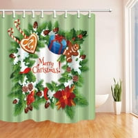 Božićni dan svečani Xmas vijenac borovo drvo s bully bobicom i poklonom djeci poliester tkanine kupaonica zavjesa za tuš