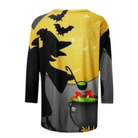 Juebong Womens Dukseri s rukavima, prevelika pulover opušteno FIT Halloween Print V izrez Tunne tunike